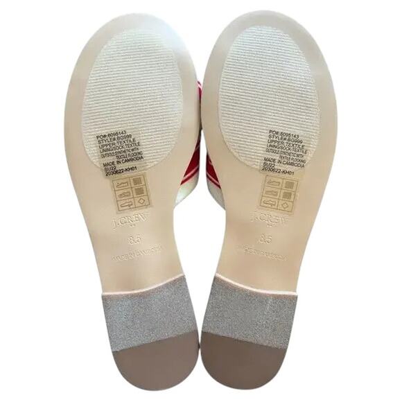 J.Crew Red/ Ivory Stripe Print Knot Slide Sandals, US8.5 - Picture 4 of 8